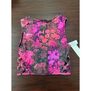 NWT Elizabeth Jones Floral Surf Swim Zip Up Swim Top Size X-Small